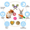 Picture of Grddaef 18 PCS Bunny Toys, Rabbit Toys Guinea Pig Toys Natural Apple Wood Grass Timothy Sticks Chew and Treat for Guinea Pigs Hamster Chinchillas