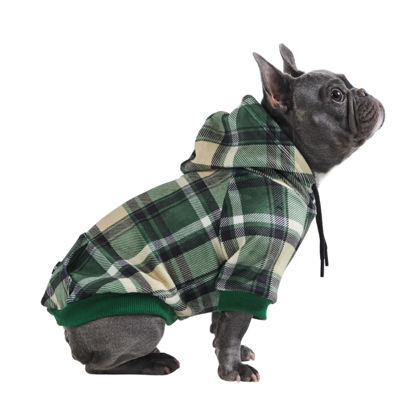 Picture of Spark Paws Dog Hoodie - Premium Quality, Buttery Soft, Superior Comfort and Fit, Calming Fleece Interior, Suitable for All Breeds - Green Plaid - L