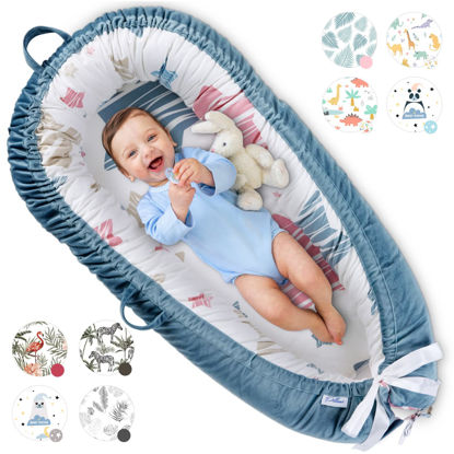 Picture of Pillani Baby Lounger for Newborn - Newborn Lounger for 0-12 Months, Breathable & Portable Infant Lounger - Adjustable Cotton Soft Baby Floor Seat for Travel, Baby Essentials - Baby Registry Search