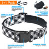 Picture of Ladoogo Reflective Dog Collar Padded with Soft Neoprene Breathable Adjustable Nylon Dog Collars for Small Medium Large Dogs (X-Small (Pack of 1), Black Plaid Collar+Leash)