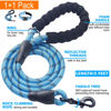 Picture of Ladoogo Reflective Dog Collar Padded with Soft Neoprene Breathable Adjustable Nylon Dog Collars for Small Medium Large Dogs (Small (Pack of 1), Vivid Blue Plaid Collar+Leash)