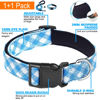 Picture of Ladoogo Reflective Dog Collar Padded with Soft Neoprene Breathable Adjustable Nylon Dog Collars for Small Medium Large Dogs (Small (Pack of 1), Vivid Blue Plaid Collar+Leash)