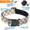 Picture of Ladoogo Reflective Dog Collar Padded with Soft Neoprene Breathable Adjustable Nylon Dog Collars for Small Medium Large Dogs (Small (Pack of 1), Vanilla Plaid Collar+Leash)