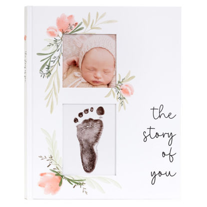 Picture of Baby Memory Book for the Modern Minimalist - Simple Baby Book for Girl - First Years Journal - Monthly Milestone Keepsake Record Book - Pregnancy Gift for Baby Shower (Pink)