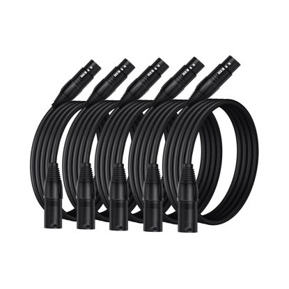 Picture of CableCreation XLR Cable, [5-Pack] 3 FT XLR Male to XLR Female Balanced 3 PIN Microphone Cable, Black
