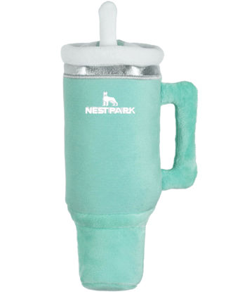Picture of Nestpark Tumbler Cup Funny Dog Toy - Parody Plush Squeaky Crinkle Dog Toy (Mint Green)