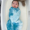 Picture of Happiest Baby Sleepea 5-Second Swaddle - 100% Organic Cotton Baby Swaddle Blanket - Doctor Designed Promotes Healthy Hip Development (Tie Dye Blue, Small)
