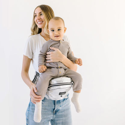 Picture of Tushbaby - Safety-Certified Hip Seat Baby Carrier - Mom’s Choice Award Winner, Seen on Shark Tank, Ergonomic Carrier & Extenders for Newborns & Toddlers (Carrier, Metallic)