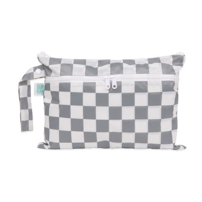 Picture of Bumkins Waterproof Wet Dry Clutch Bag for Baby, Travel, Swim Suit, Cloth Diapers, Pump Parts, Pool, Gym Clothes, Toiletry, Strap to Stroller, Daycare, Zip Reusable Bag, Packing Pouch, Charcoal Check