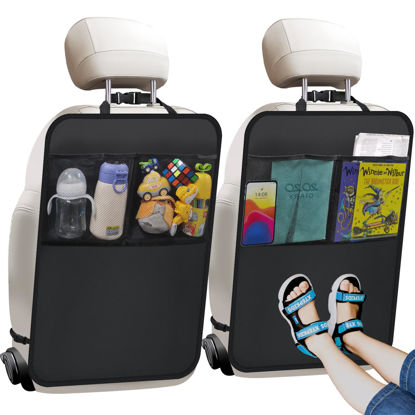 Picture of Kick Mats with Organizer - 2 Pack Backseat Protector Seat Covers for Your Car, SUV, Minivan or Truck Seats - Vehicle Back Seat Kids Safety Accessories - Universal Fit Automotive Interior Protectors