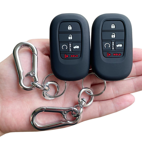 Picture of TANDRIVE Key Fob Cover for (5 Buttons) Honda 2022 2023 2024 2025 Civic Accord HR-V Pilot CR-V, Silicone, 2-Pack, Black
