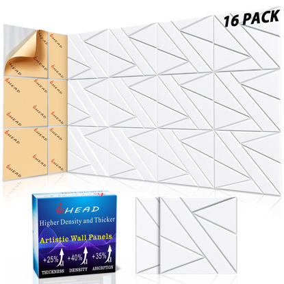 Picture of 16 Pack Self-Adhesive Soundproof Wall Panels, 12 x 12 x 0.47 In Sound Proof Foam Panels for Walls, 1.2lb/ft³ High Density, Thicker 0.47in, Acoustic Panels, Noise Dampening Panels Studio White