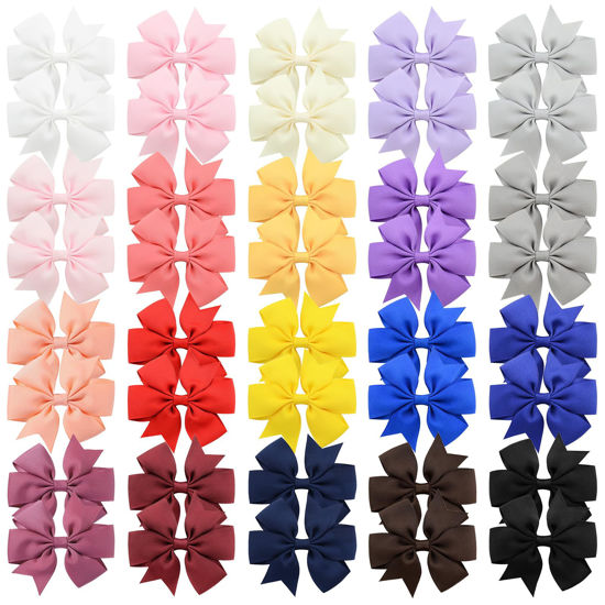 Picture of Choicbaby Hair Bows for Girls, 40pcs 3" Grosgrain Ribbon Pinwheel Hair Bows for Toddler Baby Girls Hair Accessories