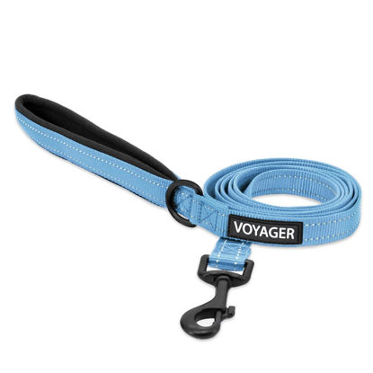 Picture of Voyager Reflective Dog Leash with Neoprene Handle, 5ft Long, Supports Small, Medium, and Large Breed Puppies, Cute and Heavy Duty for Walking, Running, and Training - Baby Blue (Leash), S