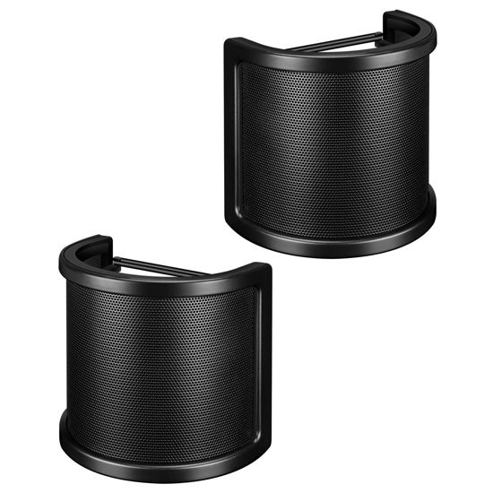 Picture of Pop Filter, Aokeo Mic Pop Screen with Metal Mesh, Compact Microphone Pop Shield Windscreen for Recording Studio, Youtube Videos, Streaming, Podcast (2 Pack)