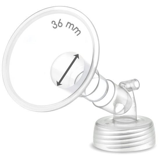 Picture of 1X 36 mm Maymom Two-Piece Wide Neck Pump Parts for Spectra S1/S2 Pumps; Incl Wide Mouth Flanges; Not Original Spectra Flange
