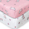 Picture of Crib Sheets Girl 2-Pack, Fitted Crib Sheets 52'' x 28'' for Standard Crib & Toddler Mattres, Soft and Breathable Material, Baby Girl Crib Sheets Neutral, Pink