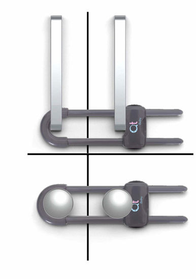 Picture of QT BABY - 20 Pack - Baby Proofing Cabinet Locks Adjustable U Shaped Baby Safety Latches for Drawers, Fridge, Closet Modern Baby Proofing Cabinet Lock with Extra Secure Lock Buttons (Thunder Grey)