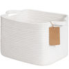 Picture of Goodpick Rope Basket, Storage Baskets for Organizing, Rectangle Baby Nursery basket with Handles, Small Woven Basket for Shelves, Living Room, 13 x 10 x 9 Inches, White