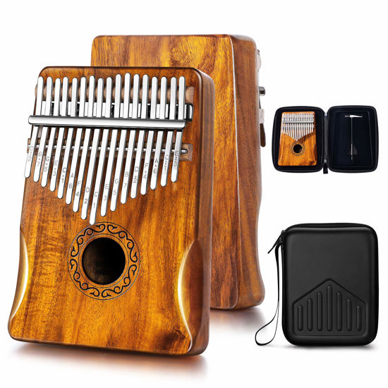 Picture of MIFOGE Kalimba Thumb Piano 17 Keys with Koa Acacia Wood,Mbira,Finger Piano Builts-in Waterproof Protective Box, Easy to Learn Portable Musical Instrument,Gift for Kids Adult Beginners (Koa)