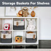 Picture of Goodpick Woven Storage Basket for Shelves, Baskets for Organizing, Cotton Rope Basket with Handles, Rectangle Basket for Baby Toy Storage, 13 x 10 x 9 Inches, White & Dark Grey