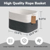 Picture of Goodpick Woven Storage Basket for Shelves, Baskets for Organizing, Cotton Rope Basket with Handles, Rectangle Basket for Baby Toy Storage, 13 x 10 x 9 Inches, White & Dark Grey