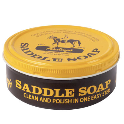 Picture of Fiebing's Yellow Saddle Soap for Leather (12 oz Tin) - Leather Cleaner & Conditioner to Soften, Protect & Restore Leathercraft - Leather Soap for Car Seat, Couch, Shoe, Purse, Boot, Bag, & Saddles (2)