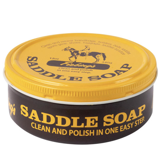 Picture of Fiebing's Yellow Saddle Soap for Leather (12 oz Tin) - Leather Cleaner & Conditioner to Soften, Protect & Restore Leathercraft - Leather Soap for Car Seat, Couch, Shoe, Purse, Boot, Bag, & Saddles (2)