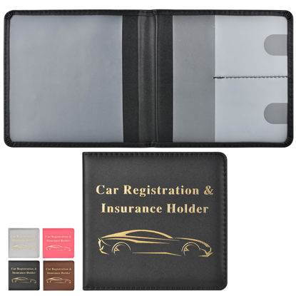 Picture of Cacturism Car Registration and Insurance Holder, Vehicle Glove Box Car Organizer Men Women Wallet Accessories Case for Cards, Essential Document, Driver License, Black