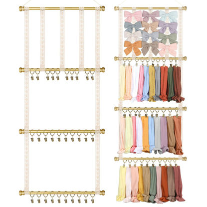 Picture of POVETIRE Headband Holder Hair Bows Organizer for Girls,Baby Headbands Hair Accessories Organizer Storage Headband Wall Hanging Decor for Nursery Toddler Girls Room