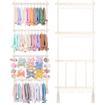 Picture of POVETIRE Headband Holder Hair Bows Organizer for Girls, Baby Hair Accessories Organizer Storage Wall Hanging Decor for Toddler Girls Room