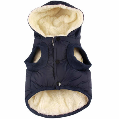 Picture of Vecomfy Fleece Lining Extra Warm Dog Hoodie in Winter,Small Dog Jacket Puppy Coats with Hooded,Blue S