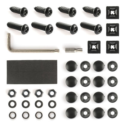 Picture of LivTee Anti Theft License Plate Screws Kits for Securing Frames and Covers, M6 (1/4") Tamper Proof Screws, Fastener Nut, Caps Cover for Front Rear Frame Holder Mounting - Black