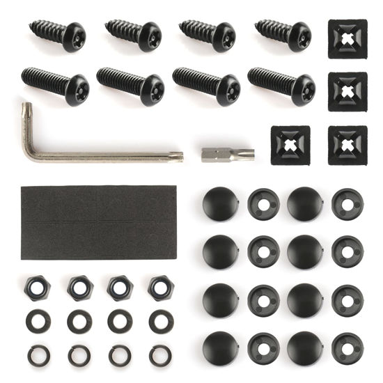Picture of LivTee Anti Theft License Plate Screws Kits for Securing Frames and Covers, M6 (1/4") Tamper Proof Screws, Fastener Nut, Caps Cover for Front Rear Frame Holder Mounting - Black