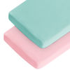 Picture of Crib Mattress Sheet 2 Pack Fitted Crib Sheet (28 x 52 x 8 in) for Standard Crib Toddler Mattress Cover Soft Microfiber Breathable Baby Sheets for Boys and Girls, Blue and Pink
