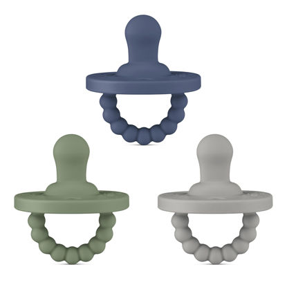 Picture of Ryan & Rose Cutie PAT All-in-One Pacifier and Teether Massaging Teething Ring and Hideaway Binky for Growing Babies (Prep (3 Pack), Flat)