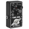Picture of STRICH TUBE SOUL Tube Overdrive Distortion Pedal for Electric Guitar, Compact Mini Single Unit, True Bypass, 3 Control Knobs, Volume, Tone, Gain, Dual Modes, Boost, Normal, 9V DC, Black and White