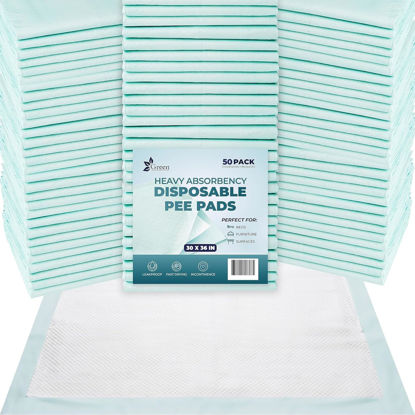 Picture of GREEN LIFESTYLE Underpads - Chucks Pads Disposable Adults, for use as Incontinence Bed Pads, Pet Pads, Pee Pads for Dogs, Cats, Bunny, Seniors Bed Pad (Pack of 50 - 30x36)