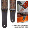 Picture of Nefelibata Guitar Strap, 2" Embroidery Full Grain Leather Ends Guitar Straps with Hidden Pocket, for Bass, Electric and Acoustic Guitars, Strap Button, Strap Locks and Guitar Picks