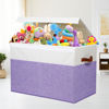 Picture of Large Toy Box with Lid, Sturdy Toy Storage Chest Bin Boxes Organizer Basket with Dividers for Toddlers, Kids, Boys, Girls, Nursery, Living Room, Bedroom, Playroom 25"x13" x16" (Purple and White)