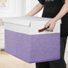 Picture of Large Toy Box with Lid, Sturdy Toy Storage Chest Bin Boxes Organizer Basket with Dividers for Toddlers, Kids, Boys, Girls, Nursery, Living Room, Bedroom, Playroom 25"x13" x16" (Purple and White)
