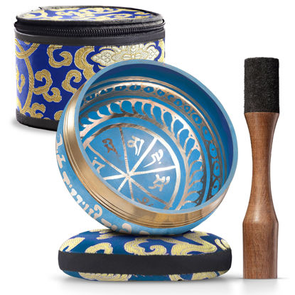 Picture of Tibetan Singing Bowl Set - Authentic Hand-Tuned Sound Bowl for Meditation - Complete Meditation Bowl Kit with Cushion, Mallet, Box & Guide - Perfect Tibetan Bell for Yoga, Relaxation, & Sound Healing