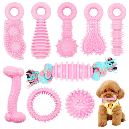 Picture of CGBD Puppy Toys, 9 Pack Puppy Chew Toys for Teething, Cute Pink Small Dog Toys, Puppy Teething Toys for Puppies, Soft Durable Interactive Dog Chew Toys for Puppy to Small Dogs