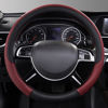 Picture of CAR PASS Rhombus Leather Universal Steering Wheel Cover, Fit for Suvs,Trucks,Cars,Sedans,Vans (Black&Burgundy)
