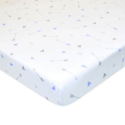 Picture of American Baby Company Fitted Mini Crib Sheet 24" x 38", Soft Breathable Neutral 100% Cotton Jersey Portable Sheet, Silver Blue Arrow, for Boys and Girls, Fits Most Pack N Play and Mini Crib Mattresses