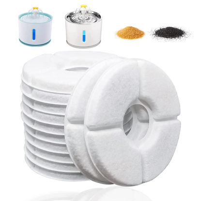 Picture of 12/16 Pack Cat Water Fountain Filters, Cirfifth Triple Filtration System Pet Cat Fountain Filter Replacement for 84oz/2.5L Automatic Cat Fountain (16 Pack)