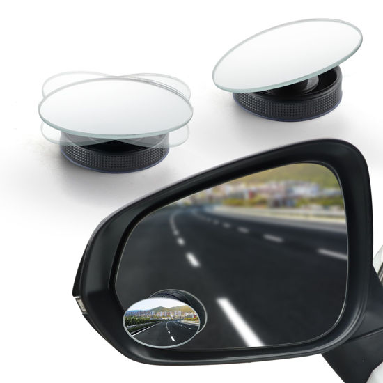 Picture of LivTee Blind Spot Car Mirror, Oval HD Glass Frameless Convex Side Mirror Blindspot, Reusable 360° Wide Angle Rear View Car Mirrors with Powerful Adjustable Suction Cup - Exterior Mirrors