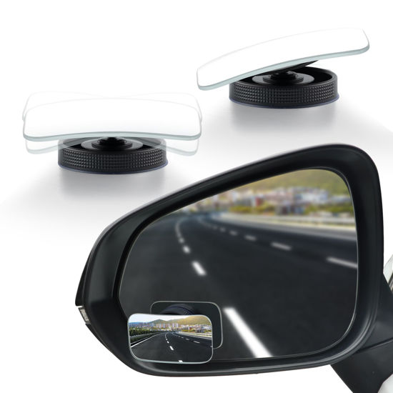Picture of LivTee Blind Spot Car Mirror, Rectangular HD Glass Frameless Convex Side Mirror Blindspot, Reusable 360° Wide Angle Rear View Car Mirrors with Powerful Adjustable Suction Cup - Exterior Mirrors