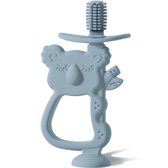 Picture of Moonkie Teething Toy, Safe & Easy to Hold BPA Free Silicone Teethers, 360° Baby Toothbrush with Suction Base, Teether Toys Best for Babies 6-12 Months (Koala Ether)