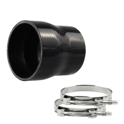 Picture of Ucreative 4-Ply Straight Coupler Silicone Hose ID 2.5 inch to 3.0 inch (63mm to 76mm) with T-Bolt Clamps